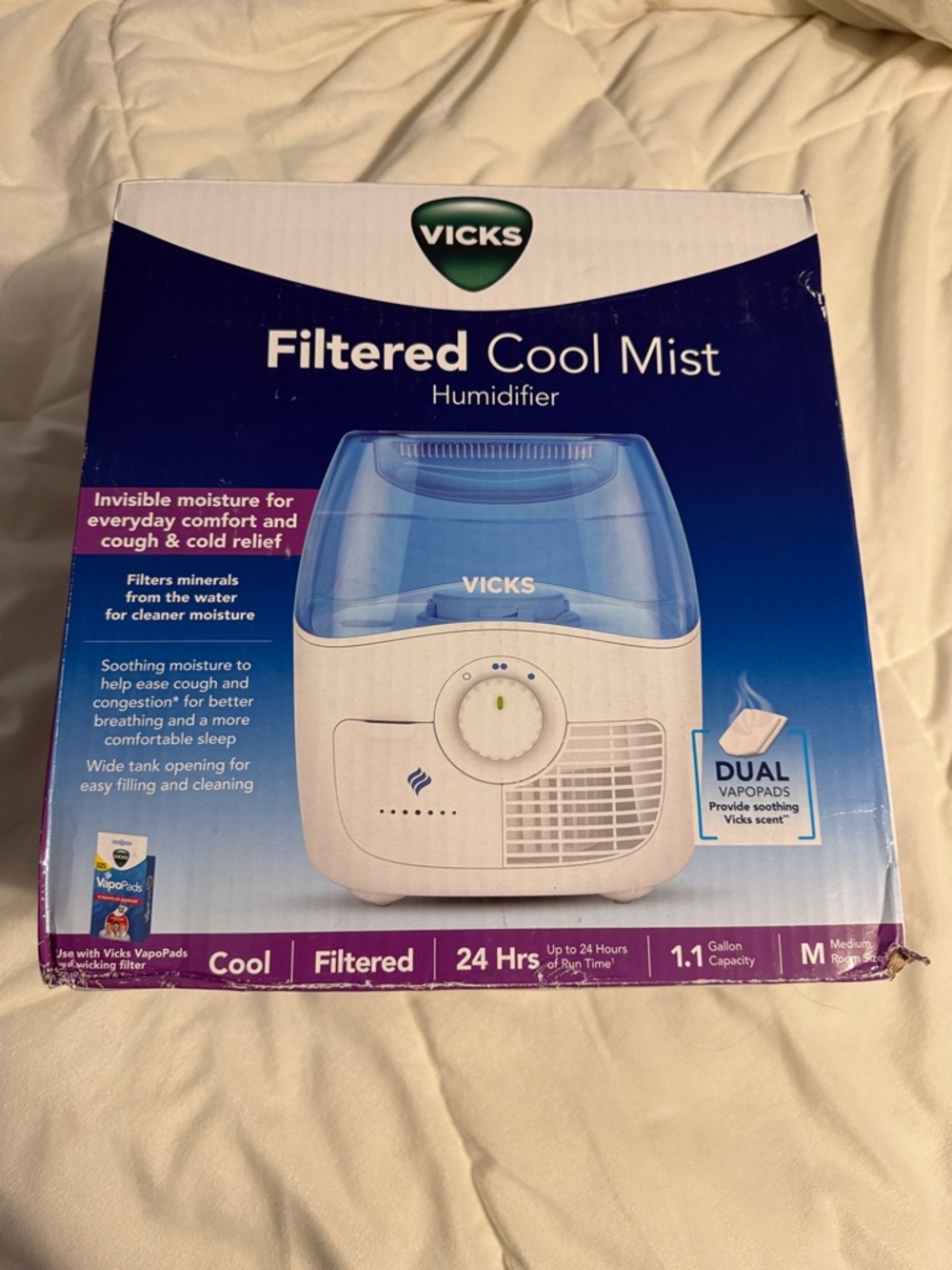 Vicks Filtered Cool Mist Humidifier - Blue/White